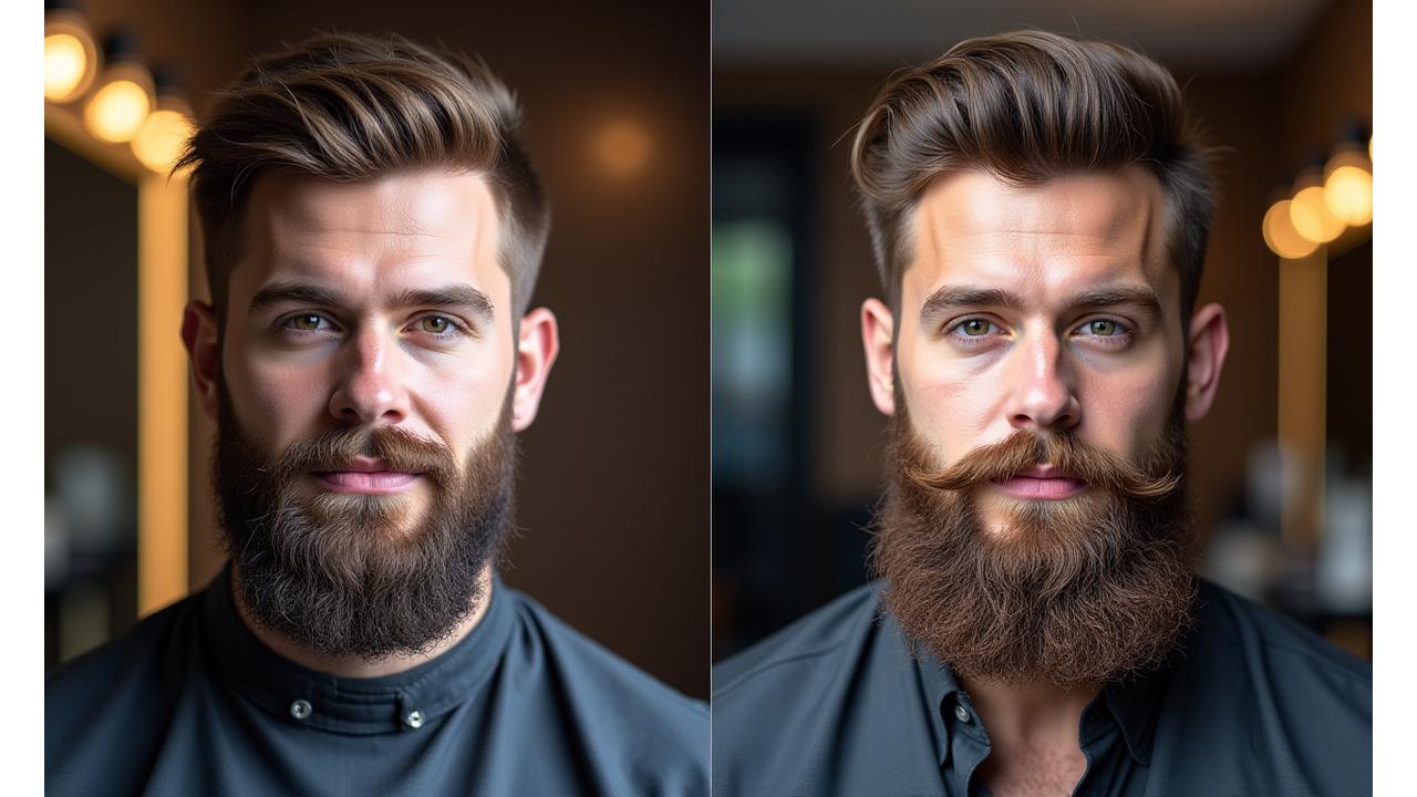 Gallery of diverse beard transformations showing before and after styling by expert barbers, highlighting clean lines and varied styles.
